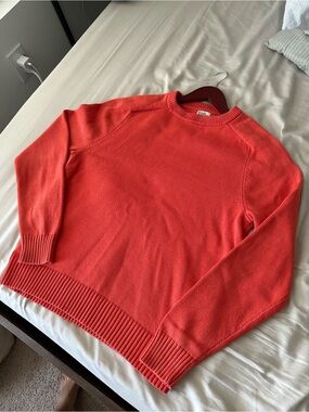 100% Cotton J. Crew Men's Coral-Red Crewneck Sweater